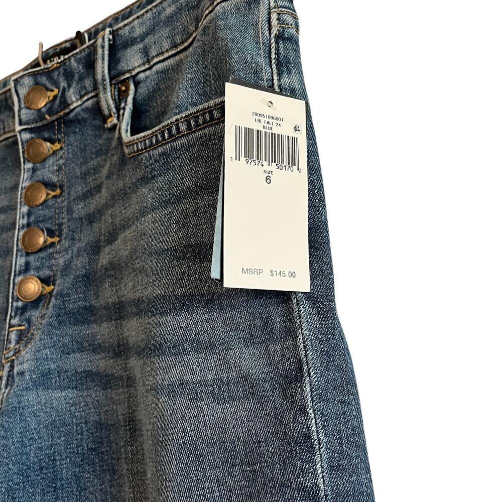 Lauren Ralph Lauren Raw Hem Button Fly High Rise Straight Leg Jeans Blue Size 6 - Picture 5 of 8
